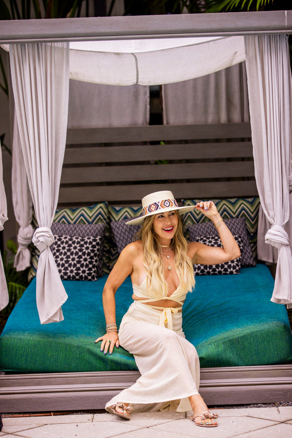 Spanish White Palm Leaf Straw Hat