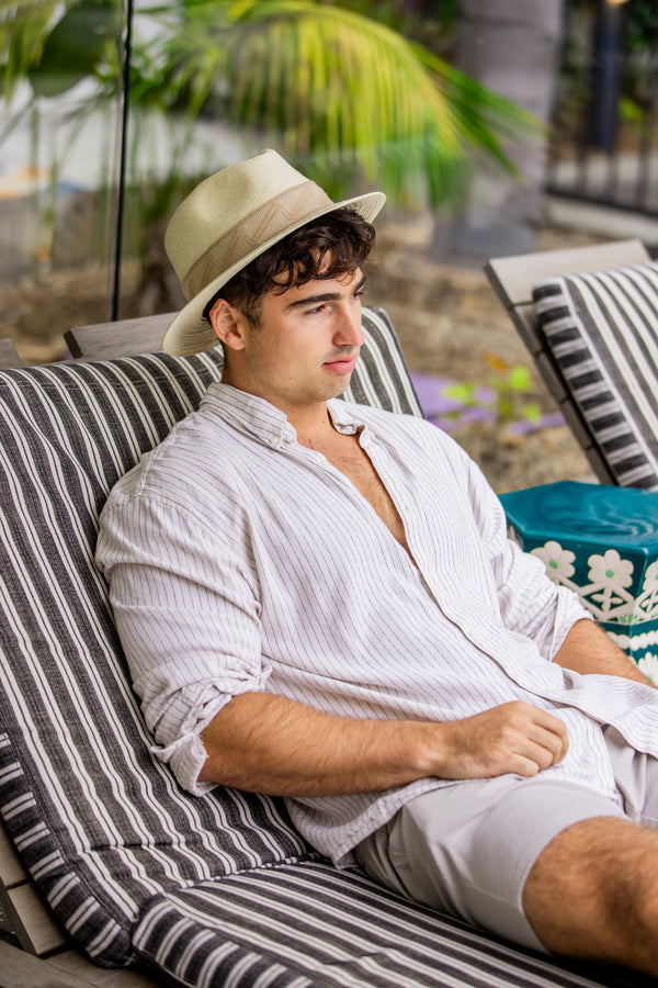 Fedora White Palm Leaf Straw Hat