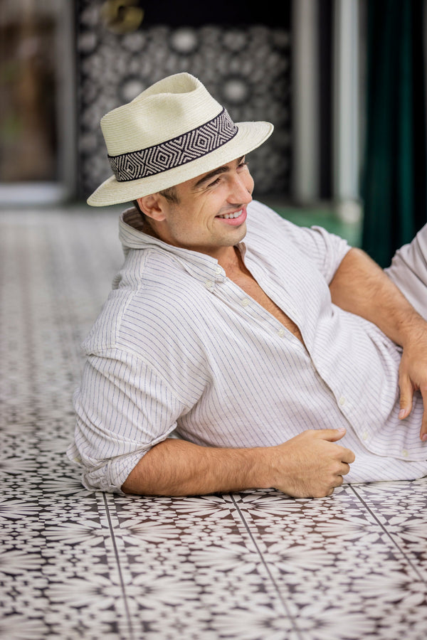 Fedora White Palm Leaf Straw Hat