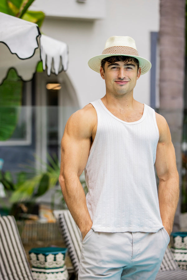 Fedora White Palm Leaf Straw Hat