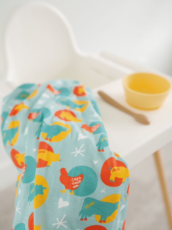 Farm Animal Swaddle + Toddler Blanket