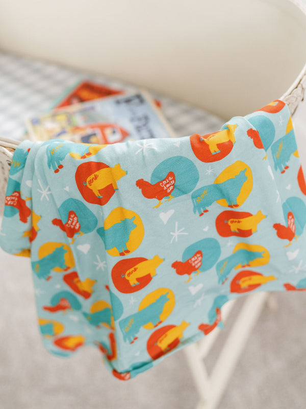 Farm Animal Swaddle + Toddler Blanket