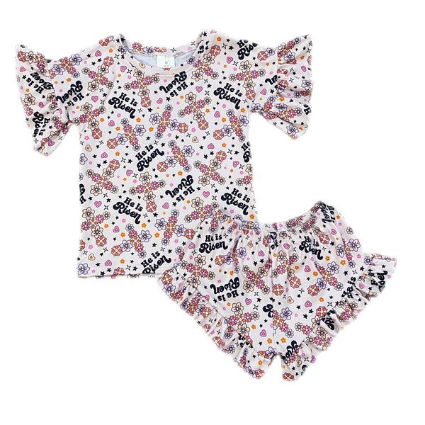 He is risen ruffle top set