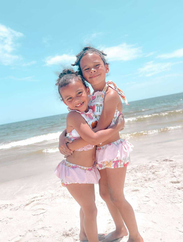 Pink bows two piece Swimsuit