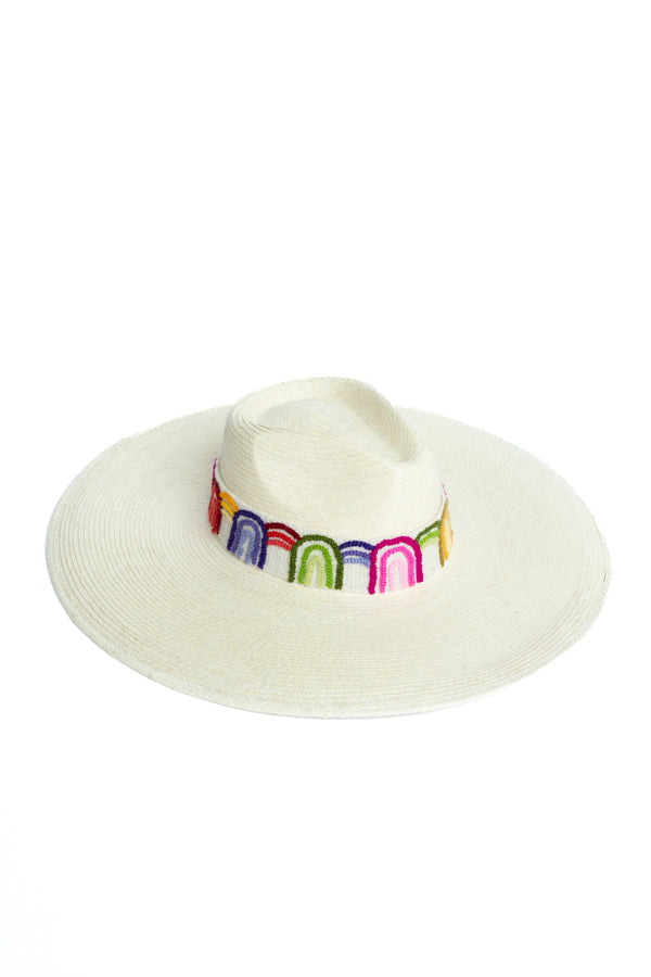 Western Wide Brim White Palm Leaf Straw Hat