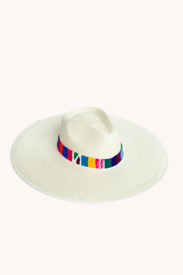 Western Wide Brim White Palm Leaf Straw Hat