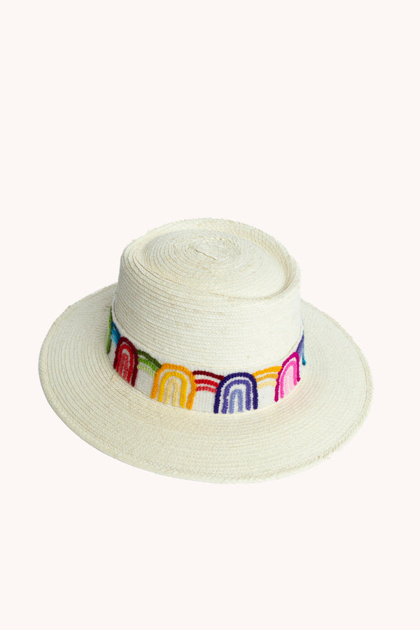 Bucket White Palm Leaf Straw Hat