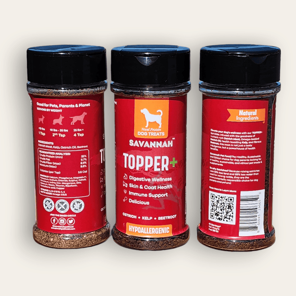 Topper Plus: Ostrich & Beetroot (3oz) – The Flavorful, Gut-Healthy Superfood Boost for Your Dog's Kibble